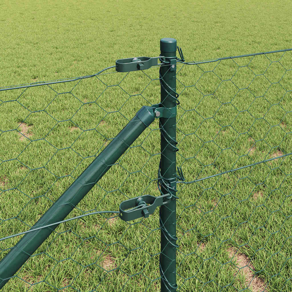 Fence with Posts Green 0.6 x 100 m PVC-coated steel