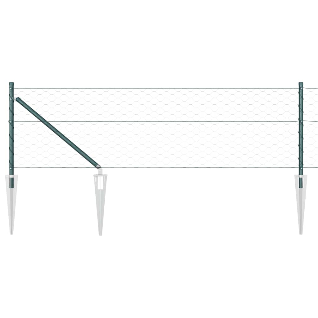 Fence with Posts Green 0.6 x 100 m PVC-coated steel