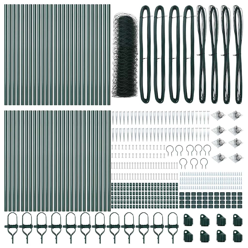Fence with Posts Green 0.8 x 100 m PVC-coated steel