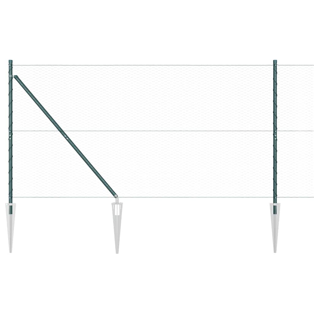 Fence with Posts Green 1.2 x 100 m PVC-coated steel