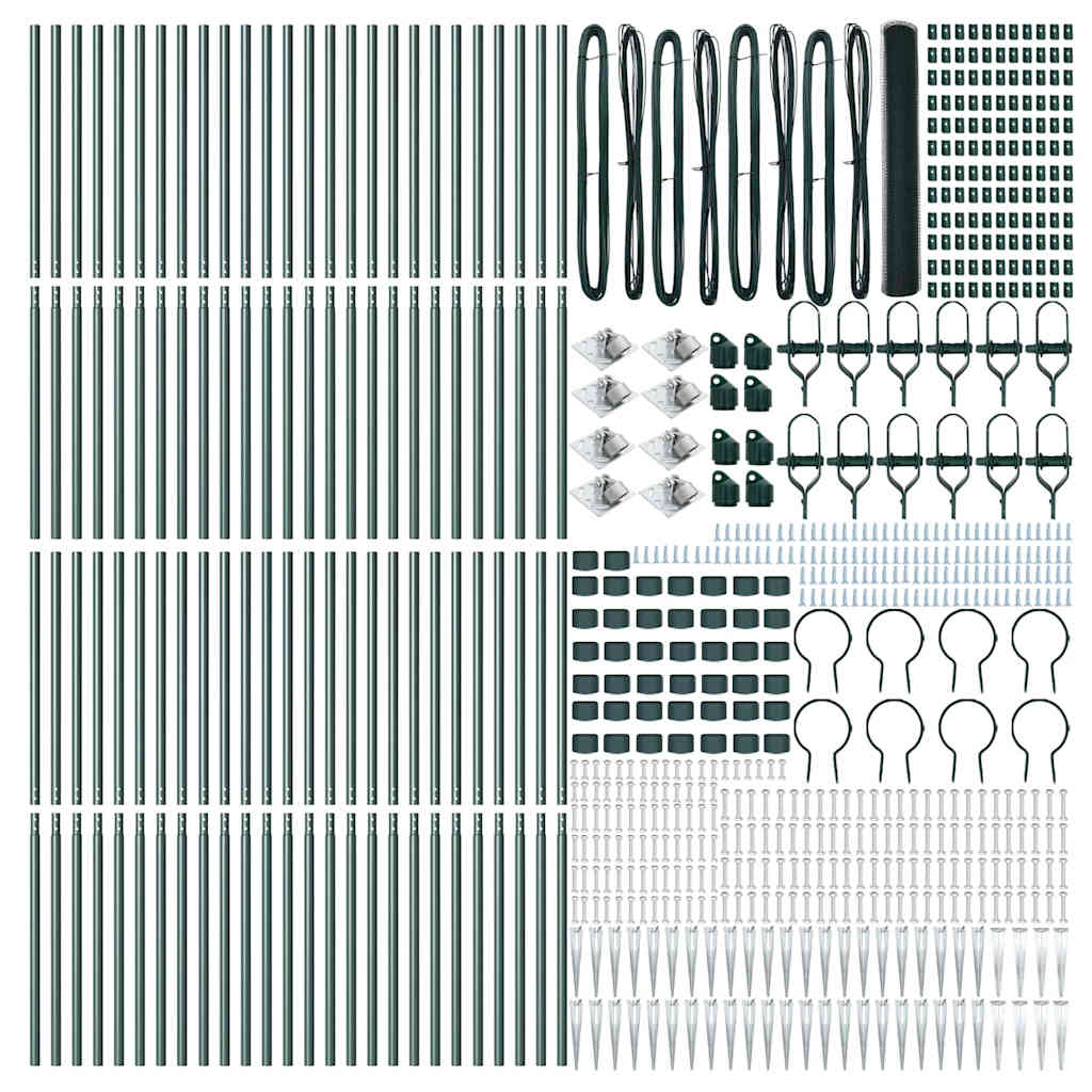 Fence with Posts Green 1.2 x 100 m PVC-coated steel