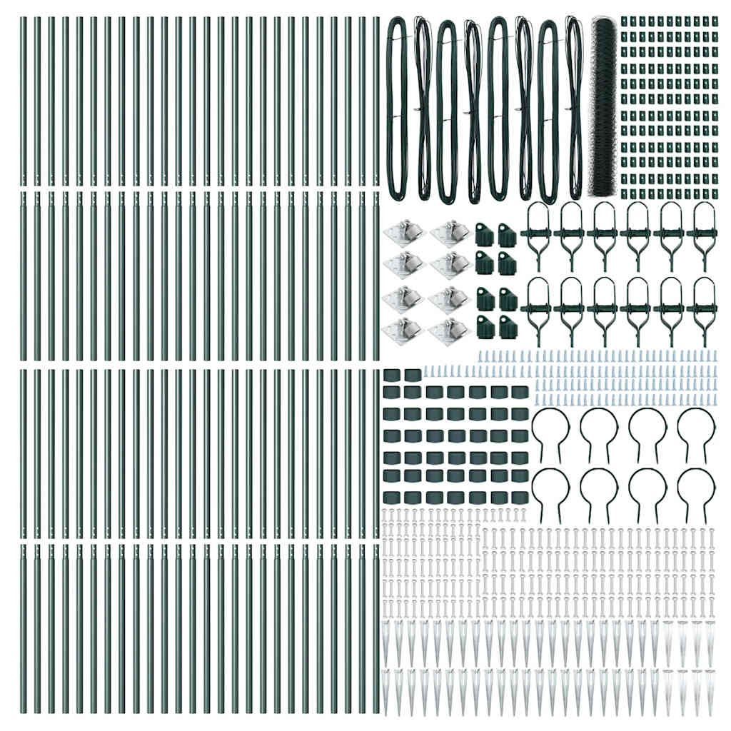 Fence with Posts Green 1.2 x 100 m PVC-coated steel