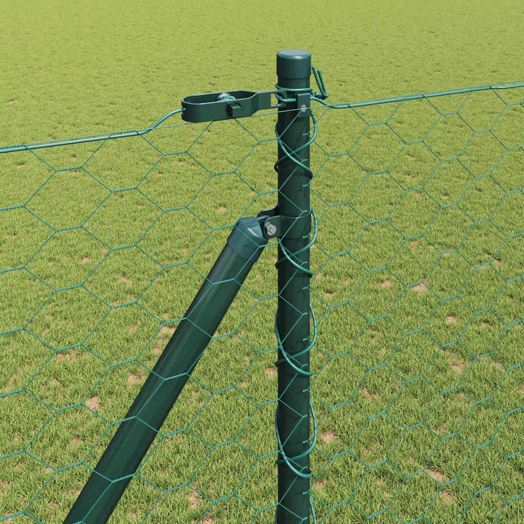 Fence with Posts Green 1.5 x 100 m PVC-coated steel