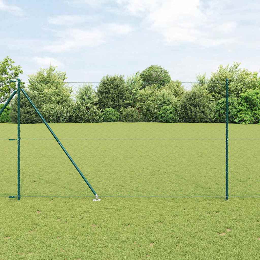 Fence with Posts Green 1.5 x 100 m PVC-coated steel