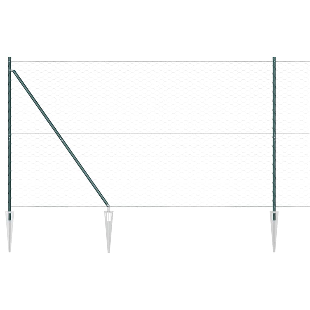 Fence with Posts Green 1.5 x 100 m PVC-coated steel