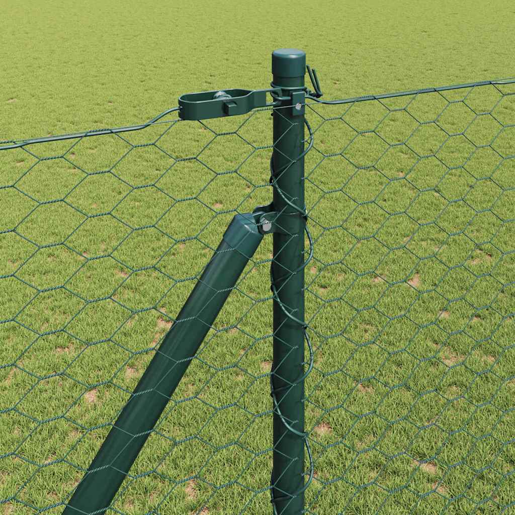 Fence with Posts Green 1.6 x 100 m PVC-coated steel