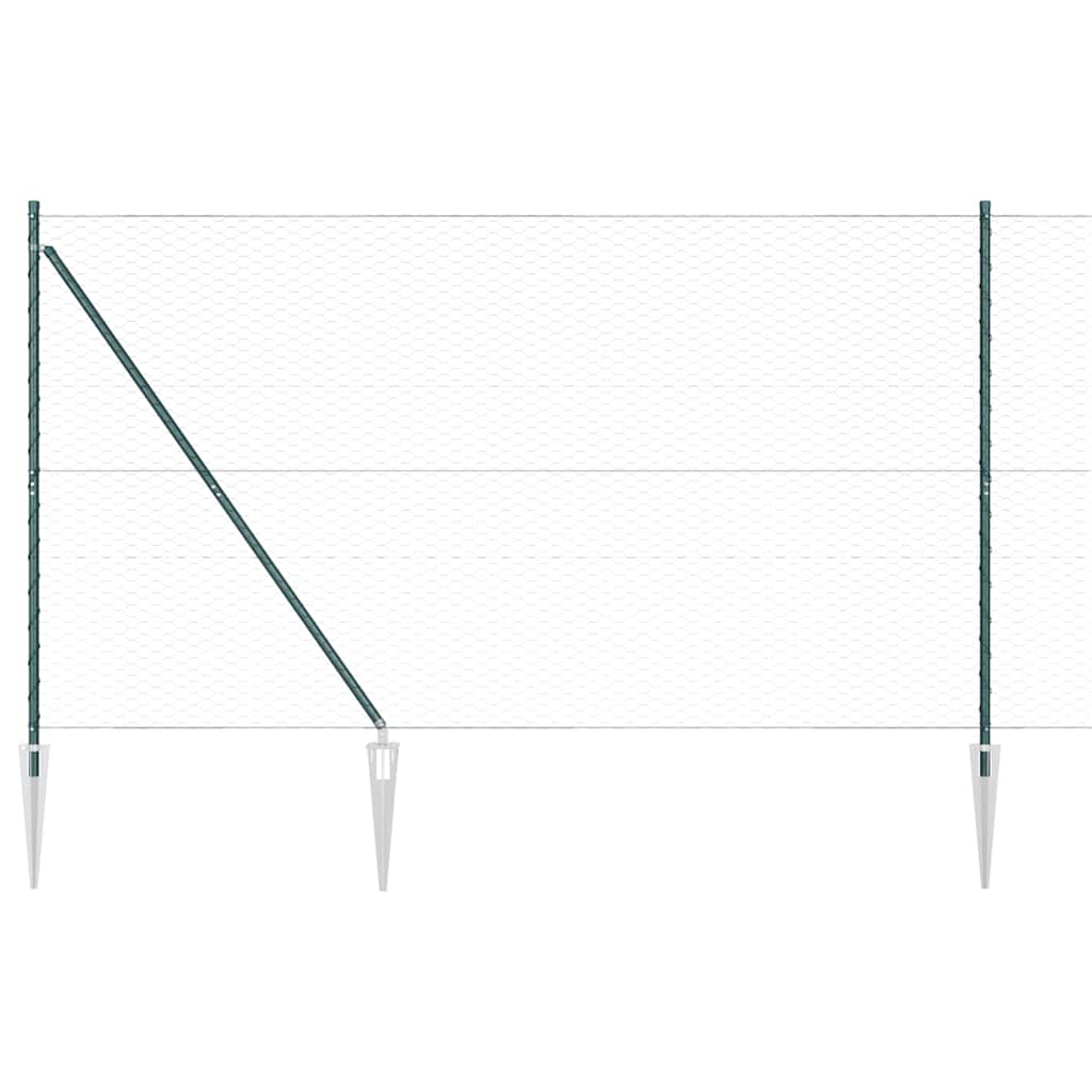 Fence with Posts Green 1.6 x 100 m PVC-coated steel