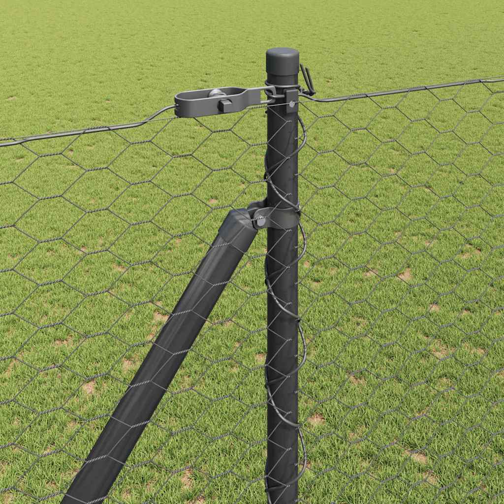 Fence with Posts Grey 1.5 x 25 m PVC-coated steel