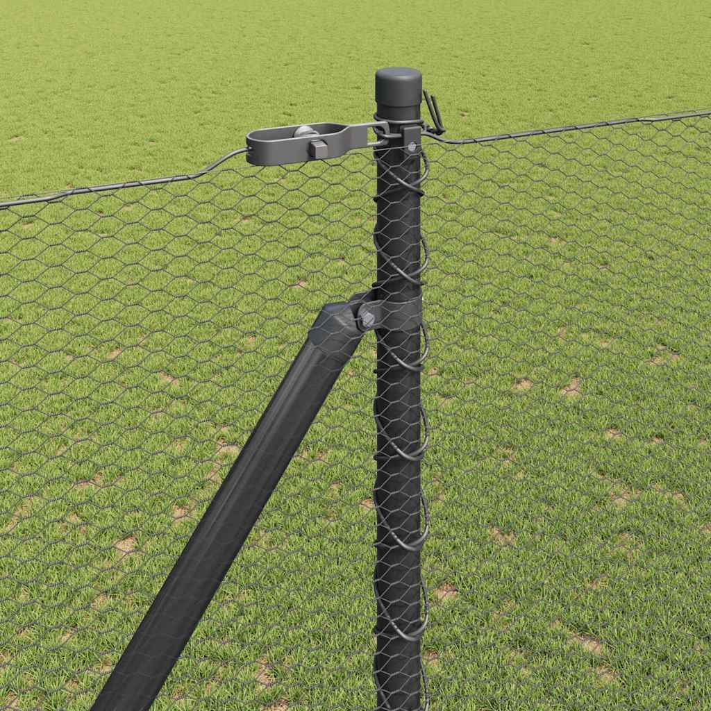 Fence with Posts Grey 1.6 x 25 m PVC-coated steel