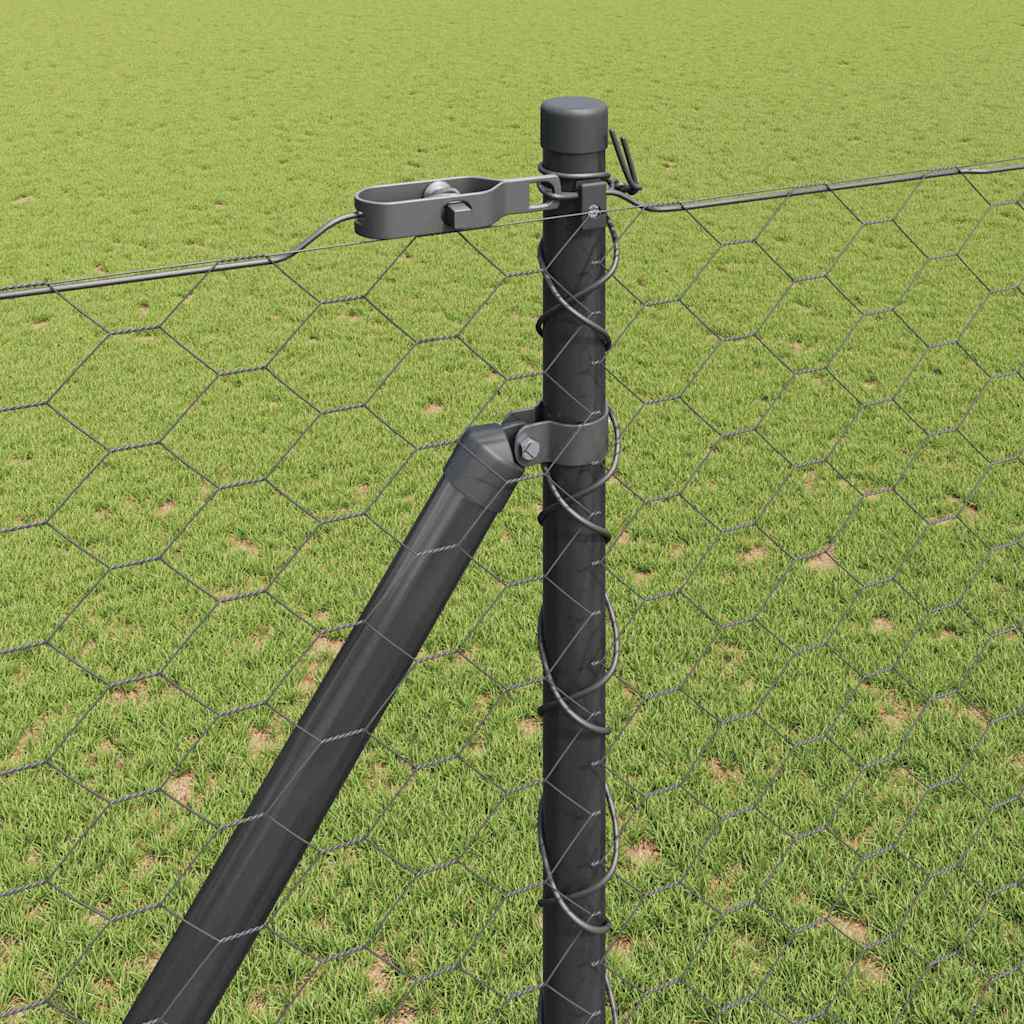 Fence with Posts Grey 1.6 x 25 m PVC-coated steel