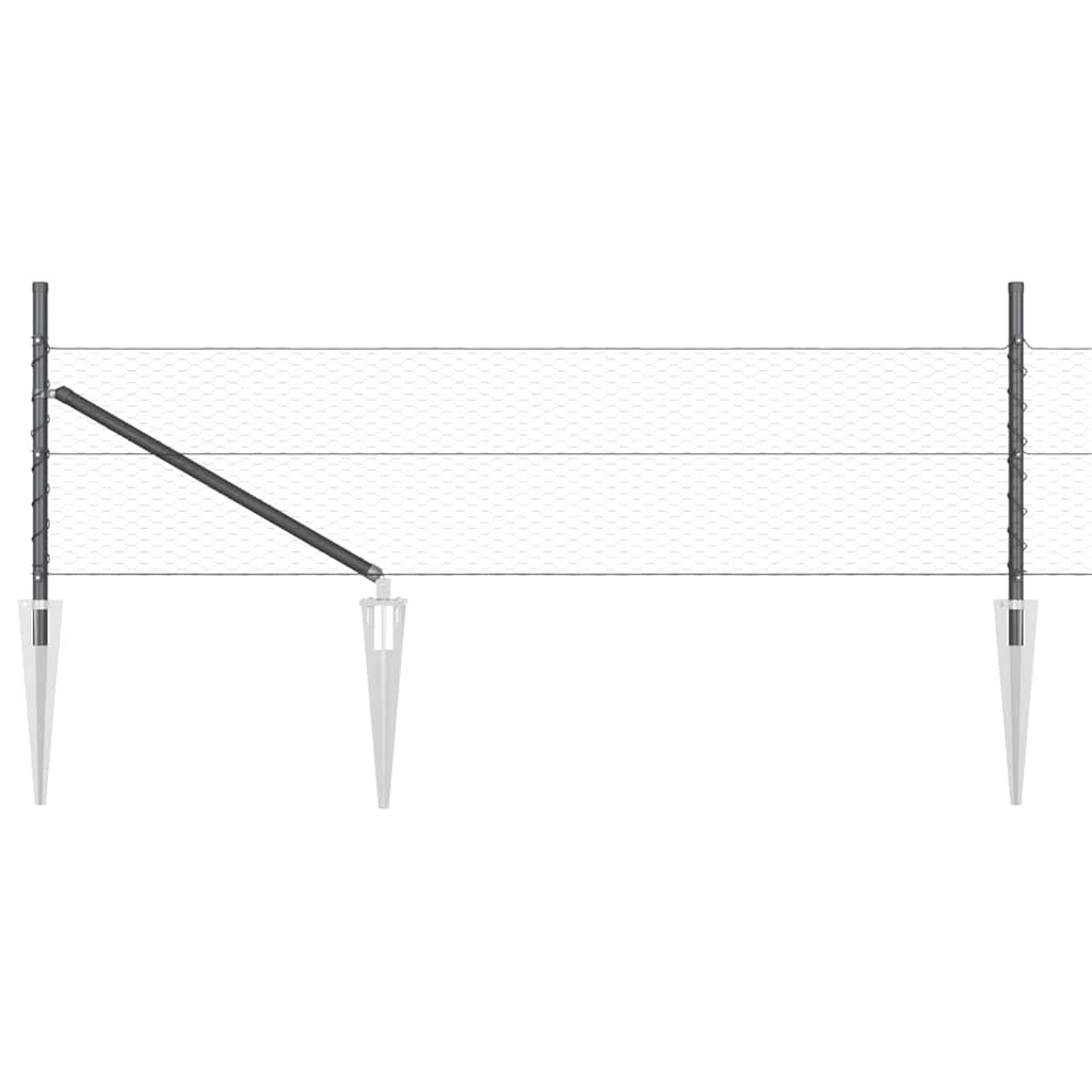 Fence with Posts Grey 0.5 x 50 m PVC-coated steel