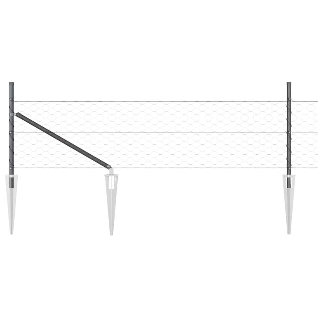 Fence with Posts Grey 0.5 x 50 m PVC-coated steel