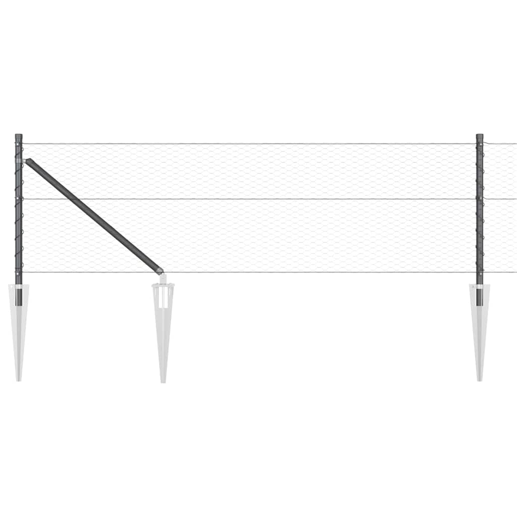 Fence with Posts Grey 0.6 x 50 m PVC-coated steel