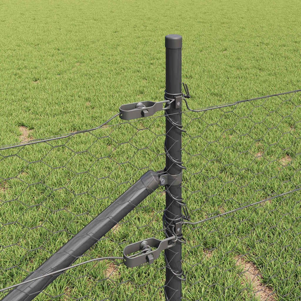 Fence with Posts Grey 0.8 x 50 m PVC-coated steel