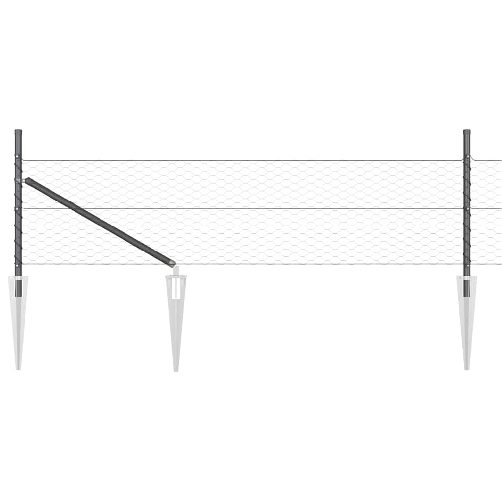 Fence with Posts Grey 0.8 x 50 m PVC-coated steel