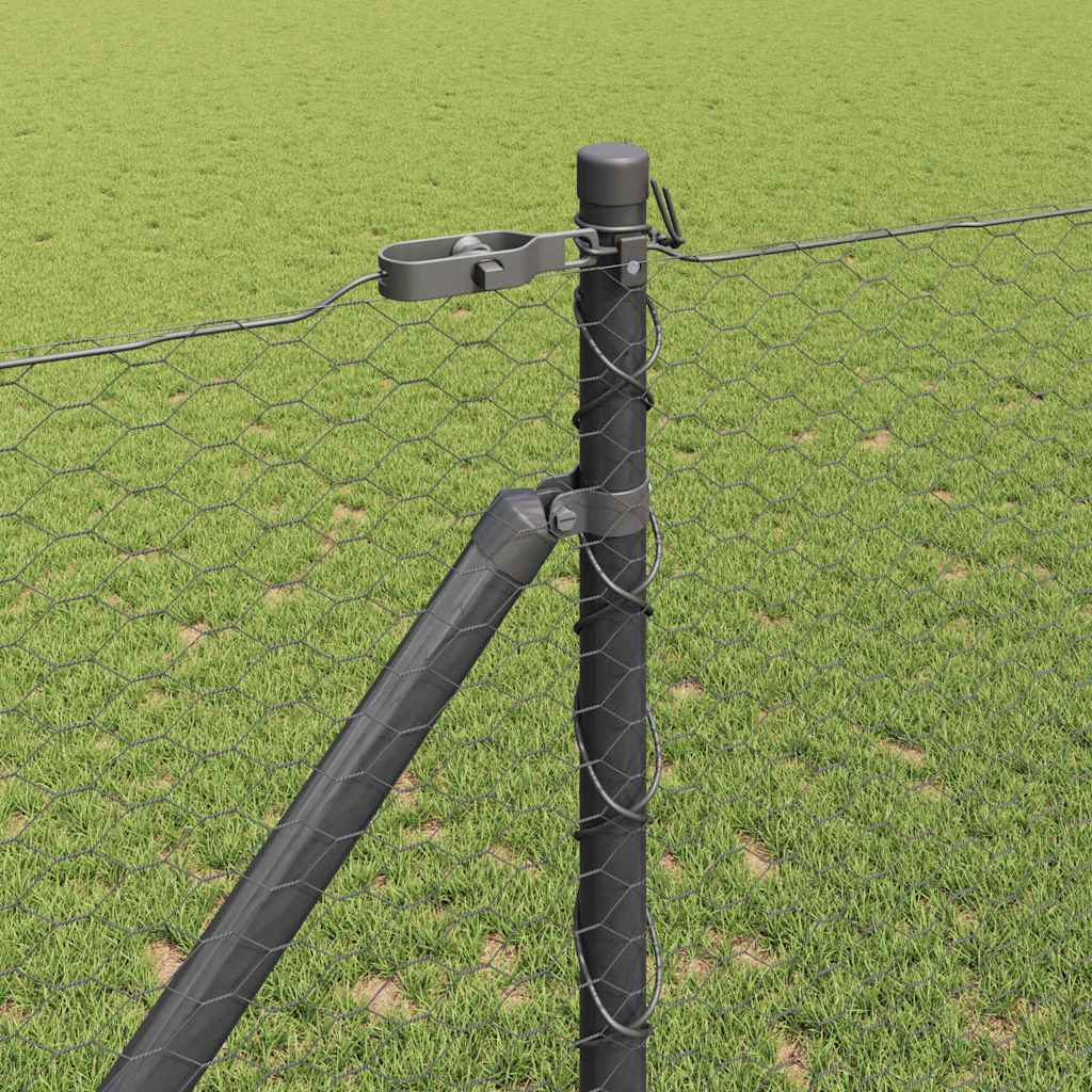 Fence with Posts Grey 1.2 x 50 m PVC-coated steel