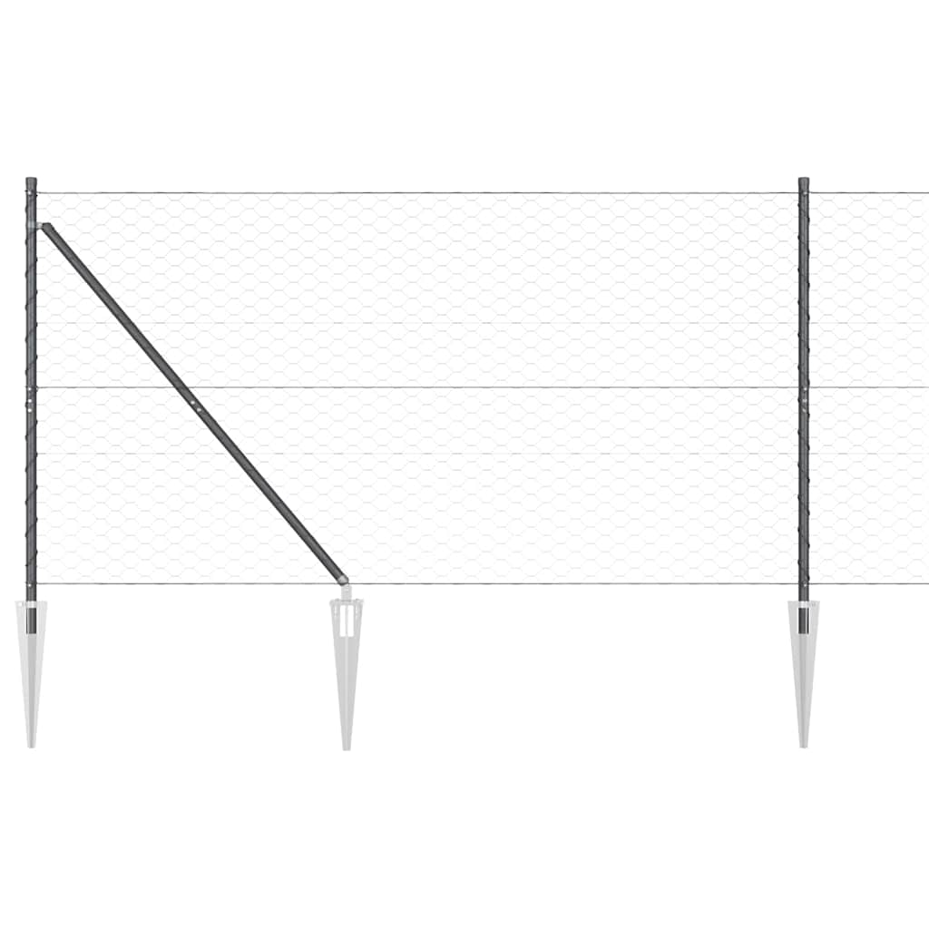 Fence with Posts Grey 1.2 x 50 m PVC-coated steel