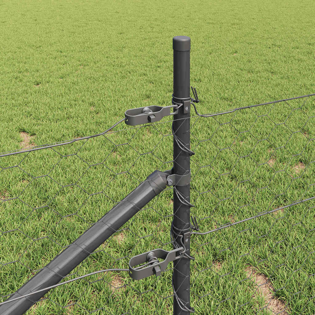 Fence with Posts Grey 0.4 x 100 m PVC-coated steel