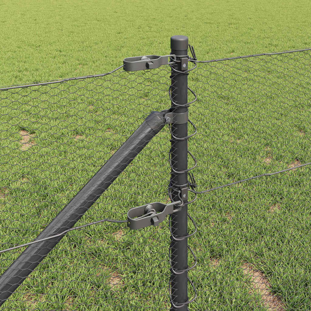 Fence with Posts Grey 0.6 x 100 m PVC-coated steel