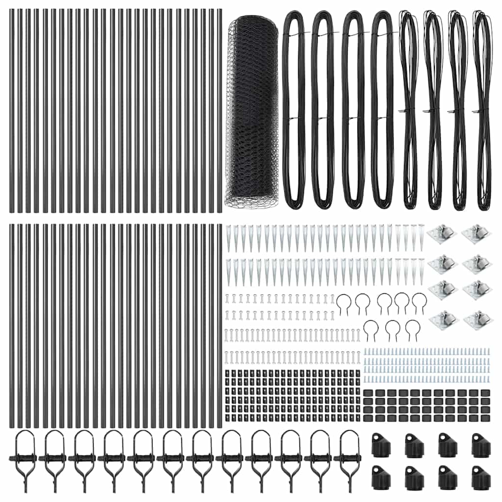 Fence with Posts Grey 0.6 x 100 m PVC-coated steel