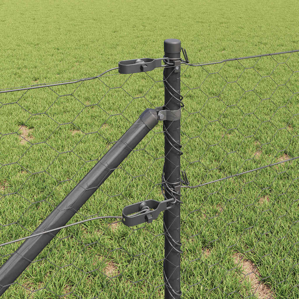 Fence with Posts Grey 0.6 x 100 m PVC-coated steel