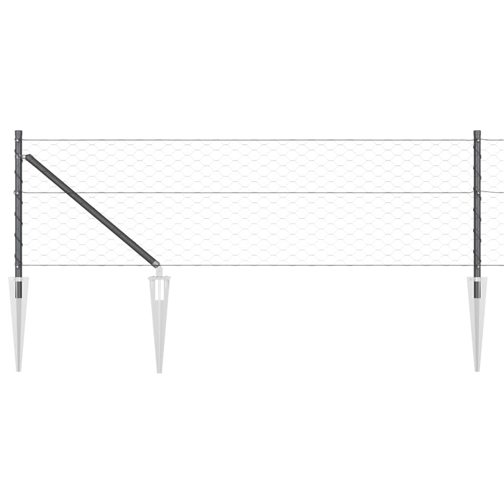 Fence with Posts Grey 0.6 x 100 m PVC-coated steel