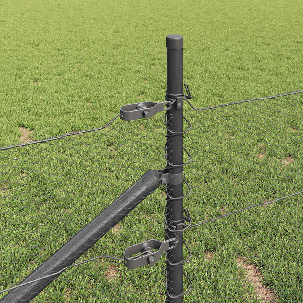 Fence with Posts Grey 0.8 x 100 m PVC-coated steel