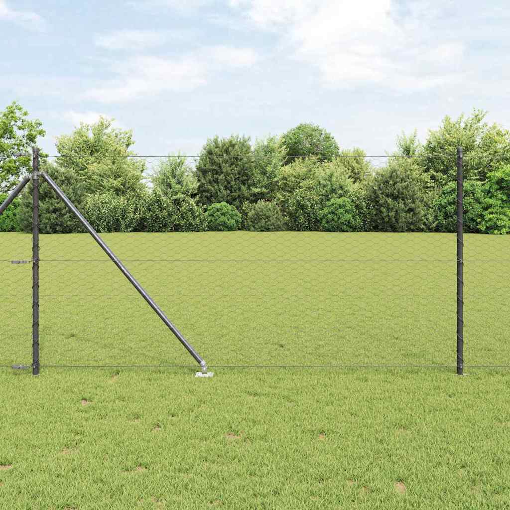 Fence with Posts Grey 1 x 100 m PVC-coated steel