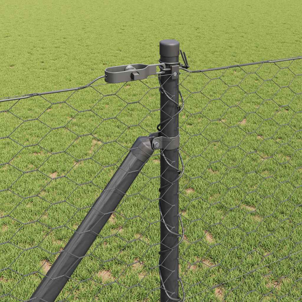 Fence with Posts Grey 1.2 x 100 m PVC-coated steel
