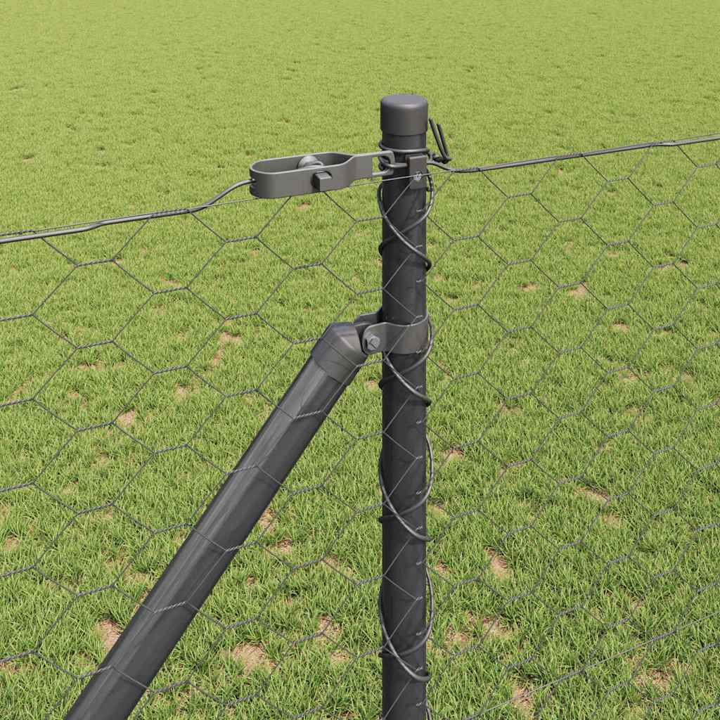 Fence with Posts Grey 1.4 x 100 m PVC-coated steel
