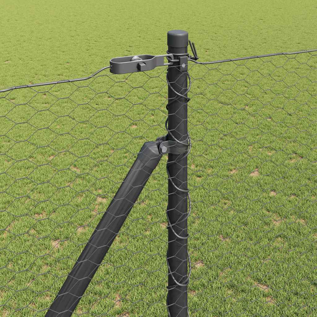 Fence with Posts Grey 1.6 x 100 m PVC-coated steel