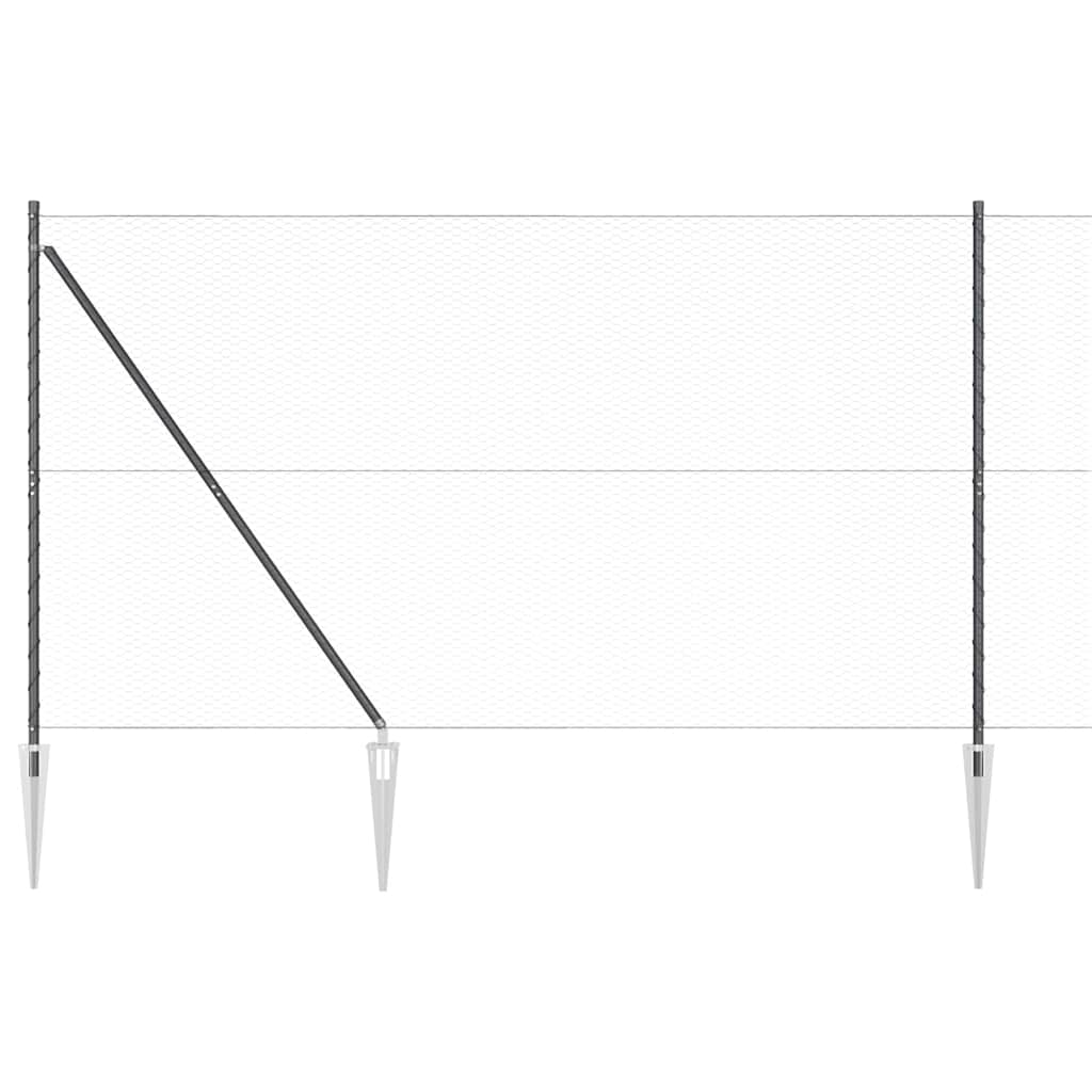 Fence with Posts Grey 1.6 x 100 m PVC-coated steel