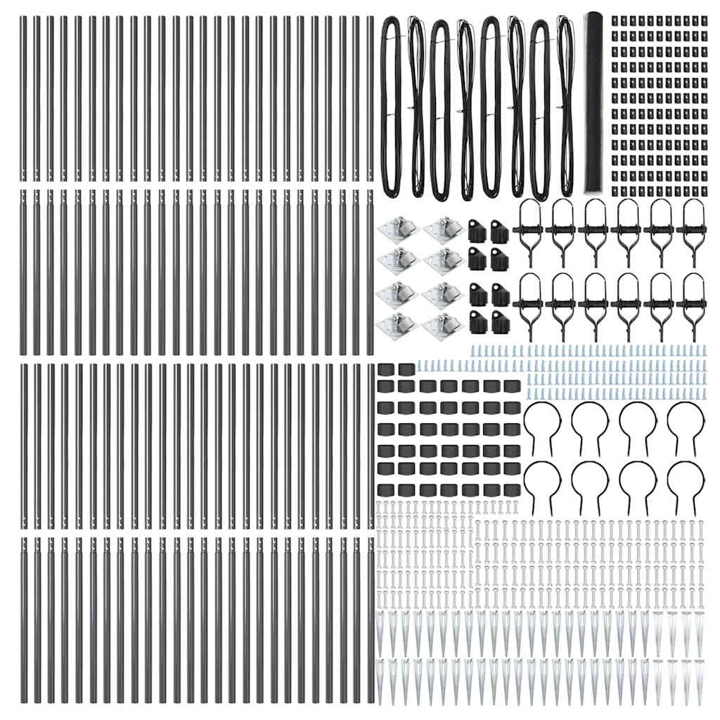 Fence with Posts Grey 1.6 x 100 m PVC-coated steel