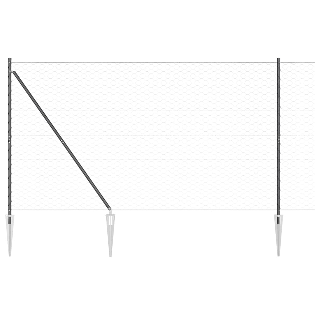 Fence with Posts Grey 1.6 x 100 m PVC-coated steel