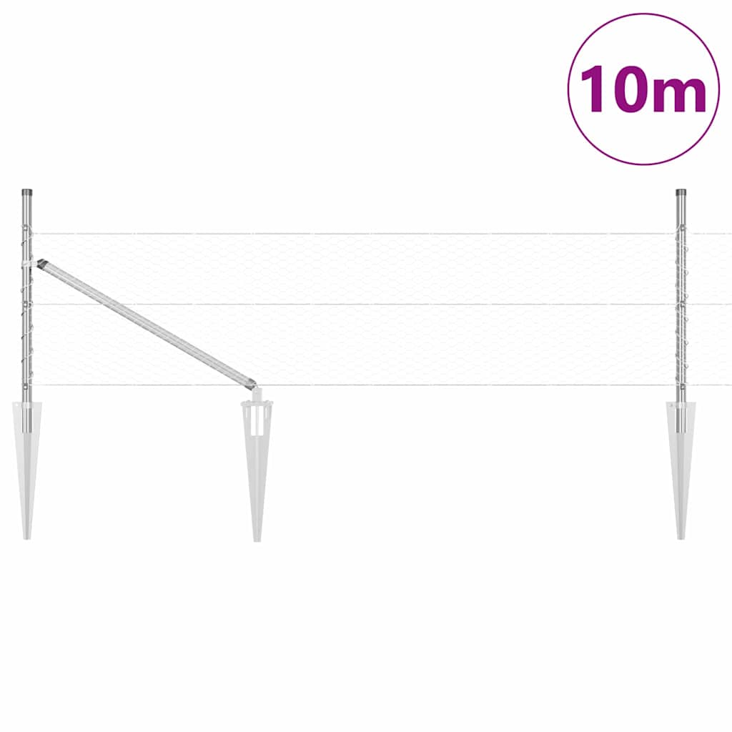 Fence with Posts Silver 0.4 x 10 m PVC-coated steel