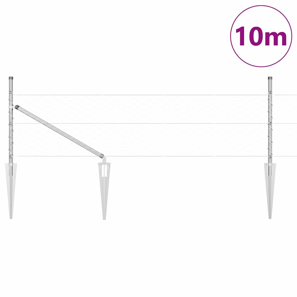 Fence with Posts Silver 0.5 x 10 m PVC-coated steel