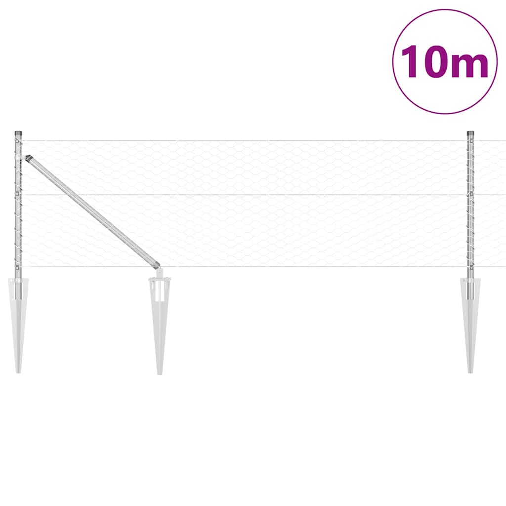 Fence with Posts Silver 0.6 x 10 m PVC-coated steel
