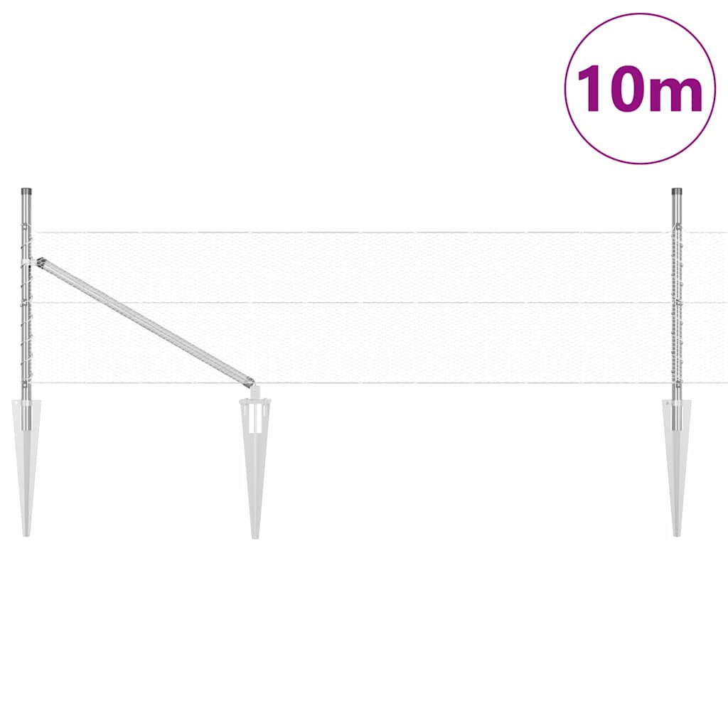 Fence with Posts Silver 0.8 x 10 m PVC-coated steel