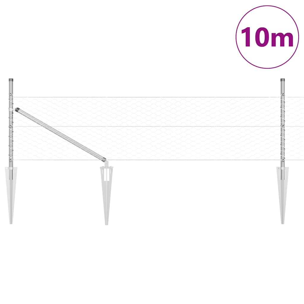 Fence with Posts Silver 0.8 x 10 m PVC-coated steel