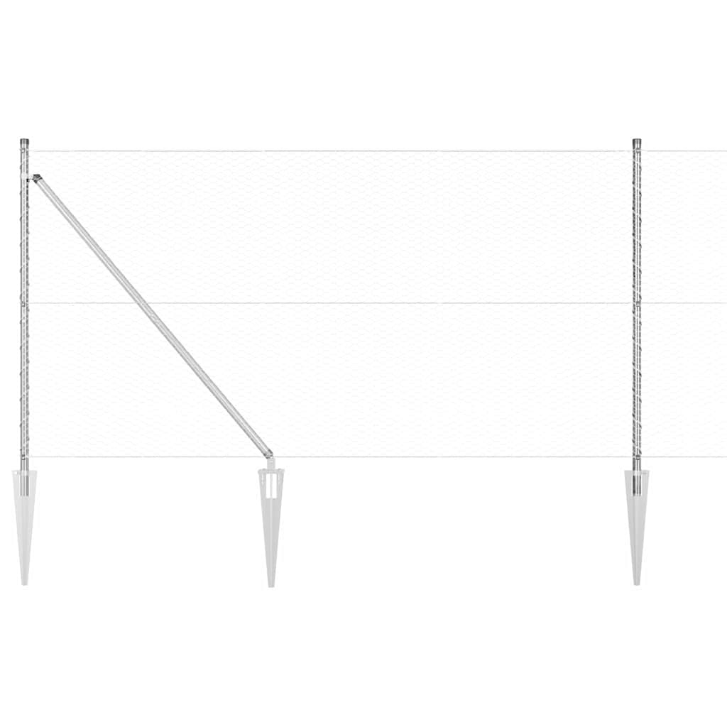 Fence with Posts Silver 1 x 10 m PVC-coated steel