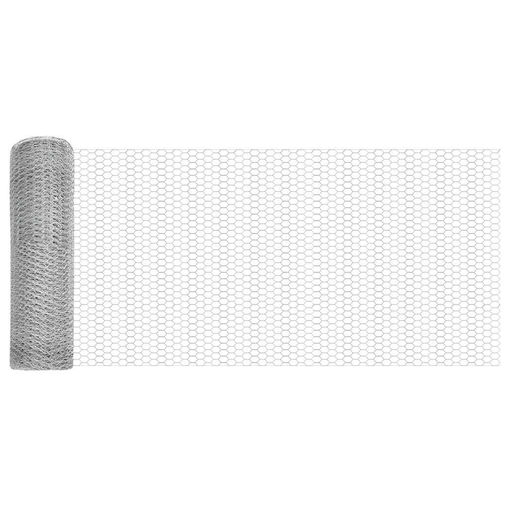 Fence with Posts Silver 1 x 10 m PVC-coated steel