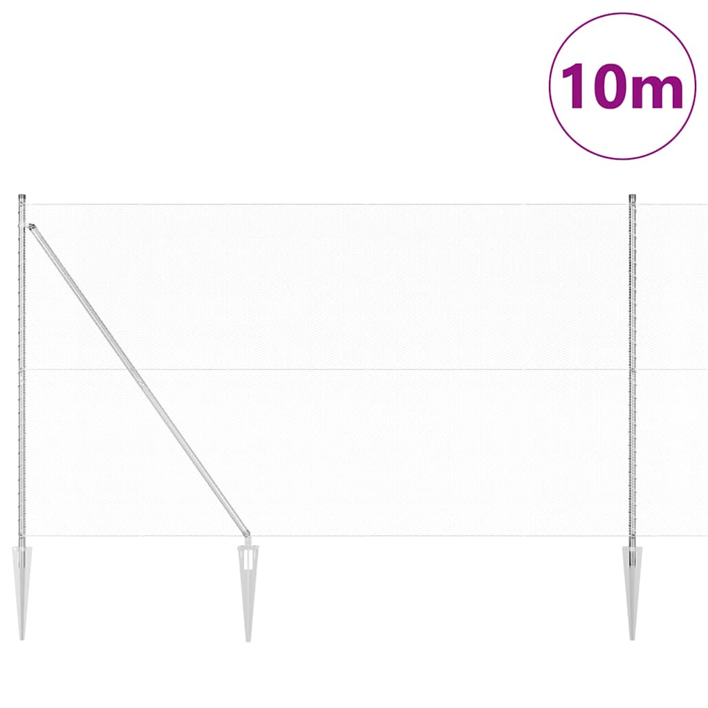 Fence with Posts Silver 1.5 x 10 m PVC-coated steel