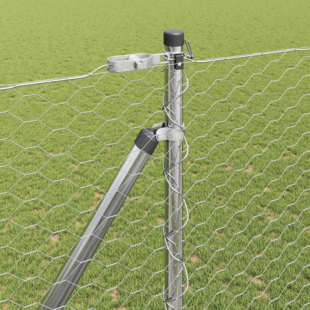 Fence with Posts Silver 1.6 x 10 m PVC-coated steel