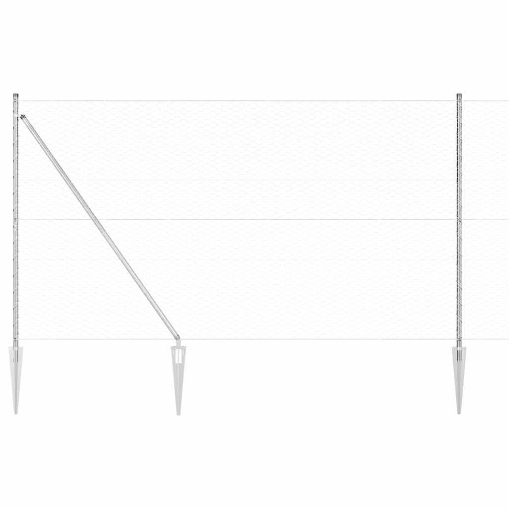 Fence with Posts Silver 1.6 x 10 m PVC-coated steel