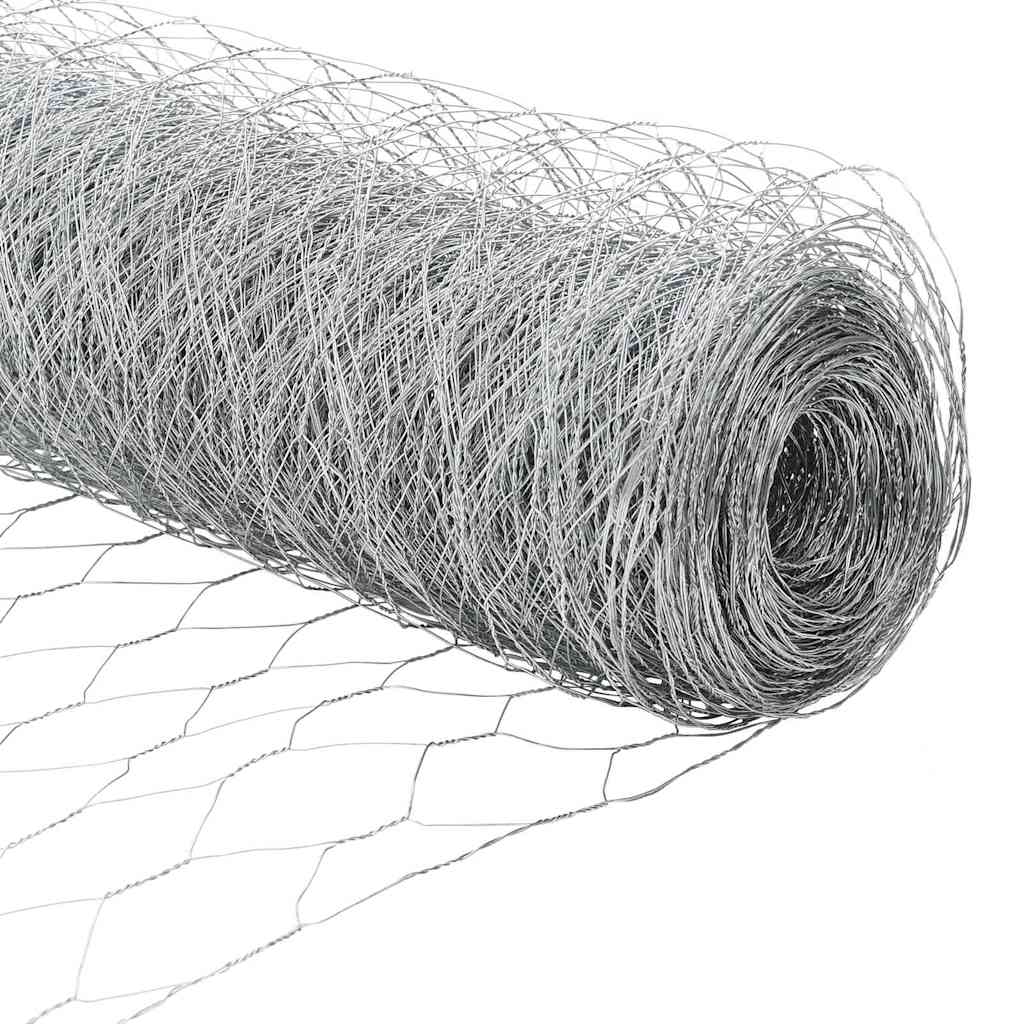 Fence with Posts Silver 0.4 x 25 m PVC-coated steel