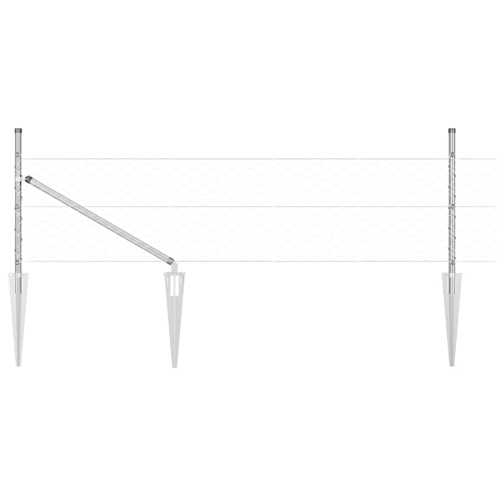 Fence with Posts Silver 0.4 x 25 m PVC-coated steel