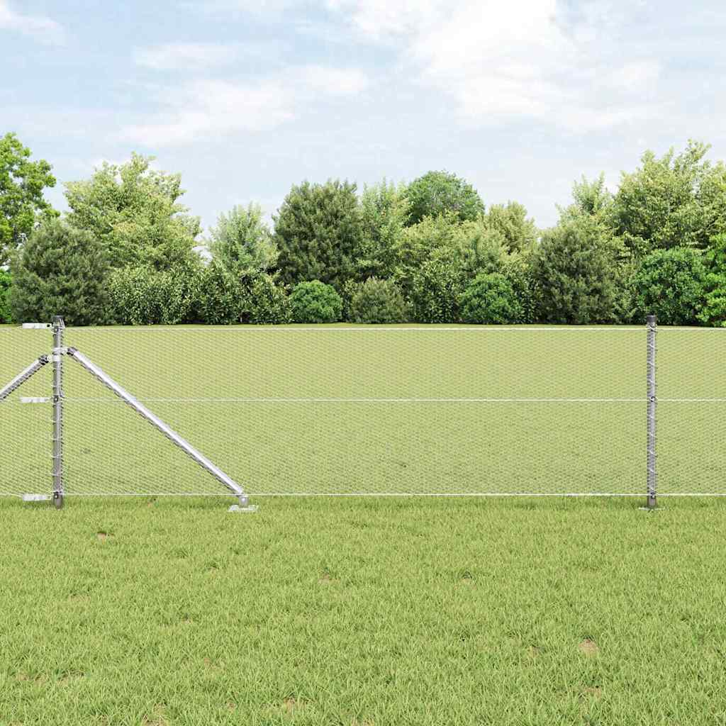 Fence with Posts Silver 0.6 x 25 m PVC-coated steel