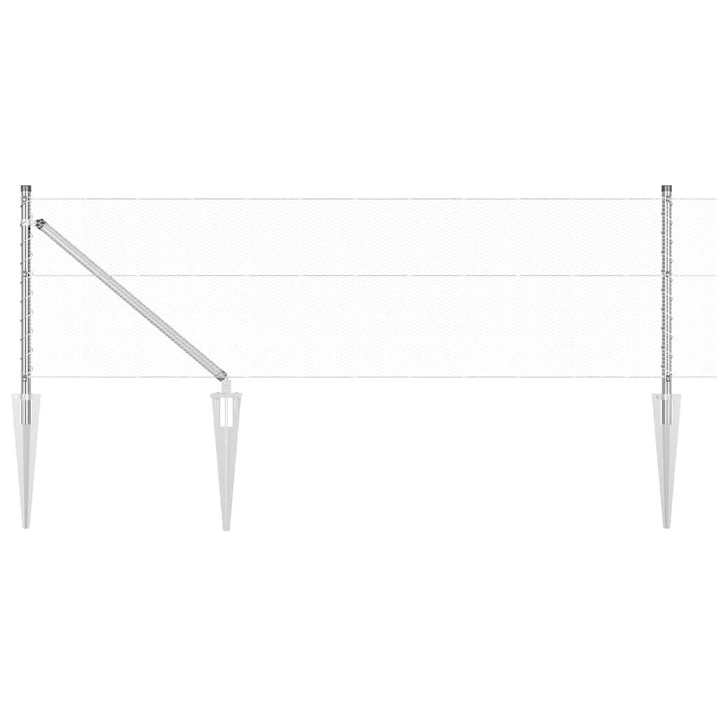 Fence with Posts Silver 0.6 x 25 m PVC-coated steel