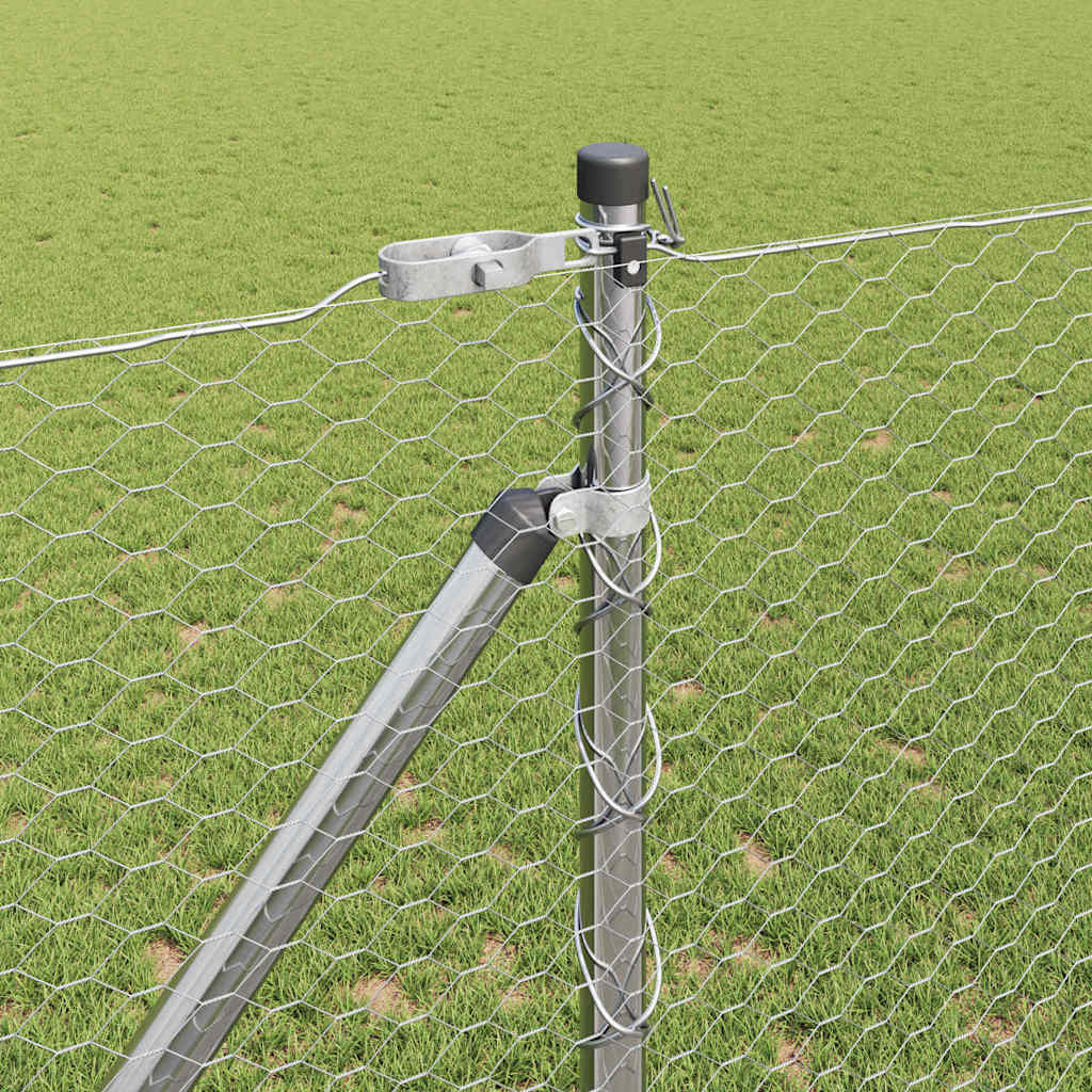 Fence with Posts Silver 1.2 x 25 m PVC-coated steel