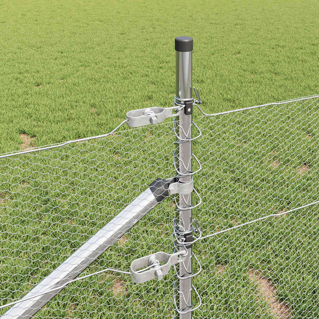 Fence with Posts Silver 0.4 x 50 m PVC-coated steel